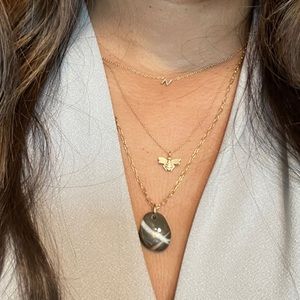 Natural pebble charm necklace